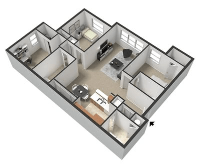 C1 - 3 bed 2 bath Floor plan at The Dawson Cartersville in Cartersville, GA 30191
